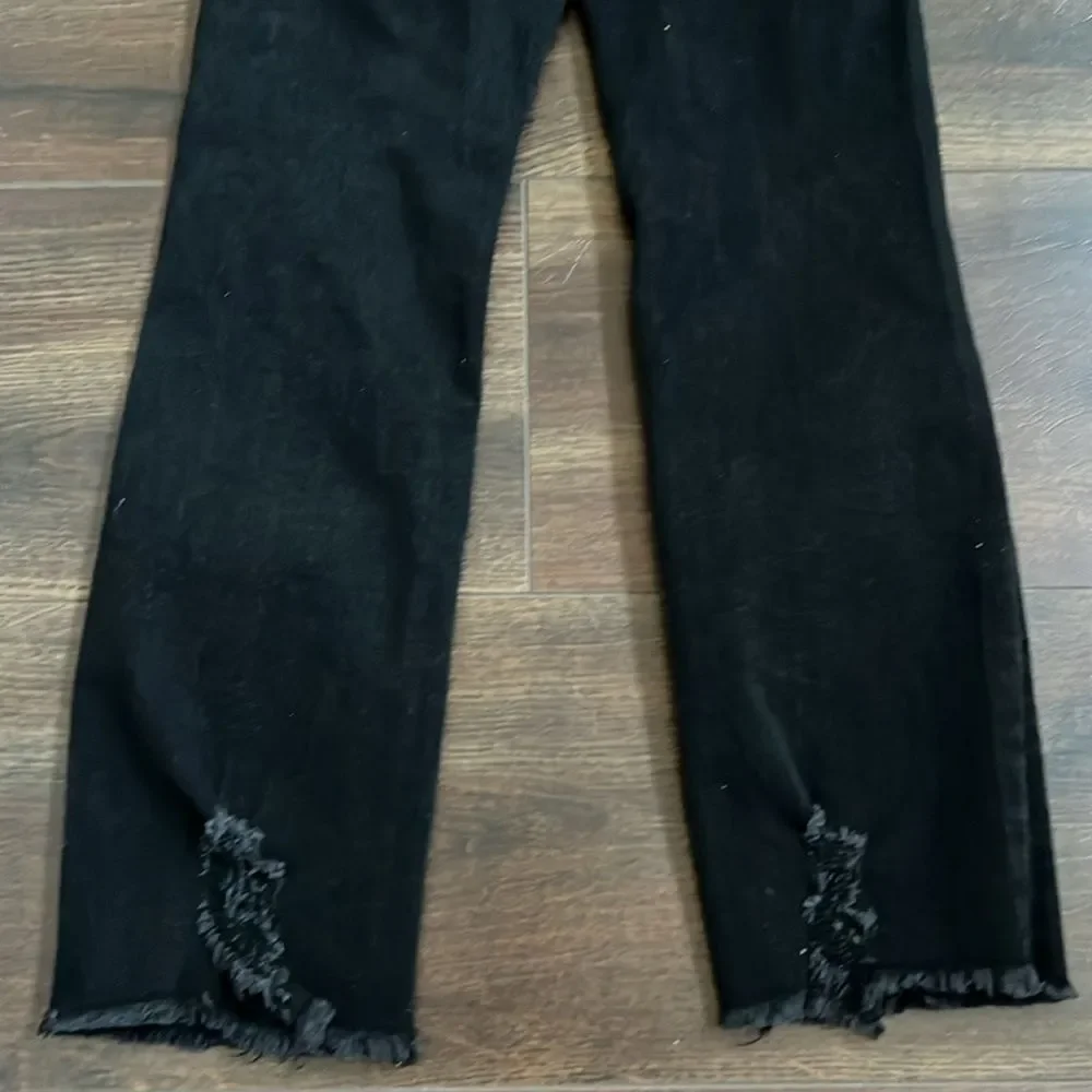 Joe’s Jeans Little Girls Size 8 Straight Leg Distressed Raw Hem Black Jeans